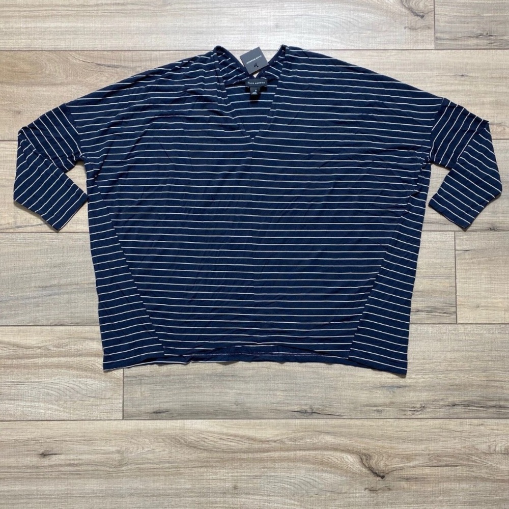 Club Monaco Womens Rylena Striped Top Size Small Blue White Loose Fitting